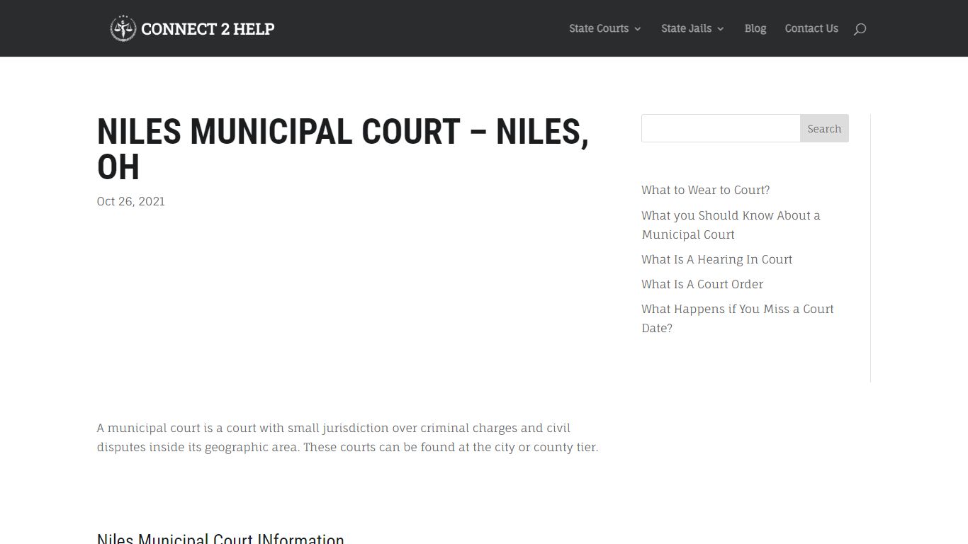 Niles Municipal Court - Niles, OH - Connect 2 Help